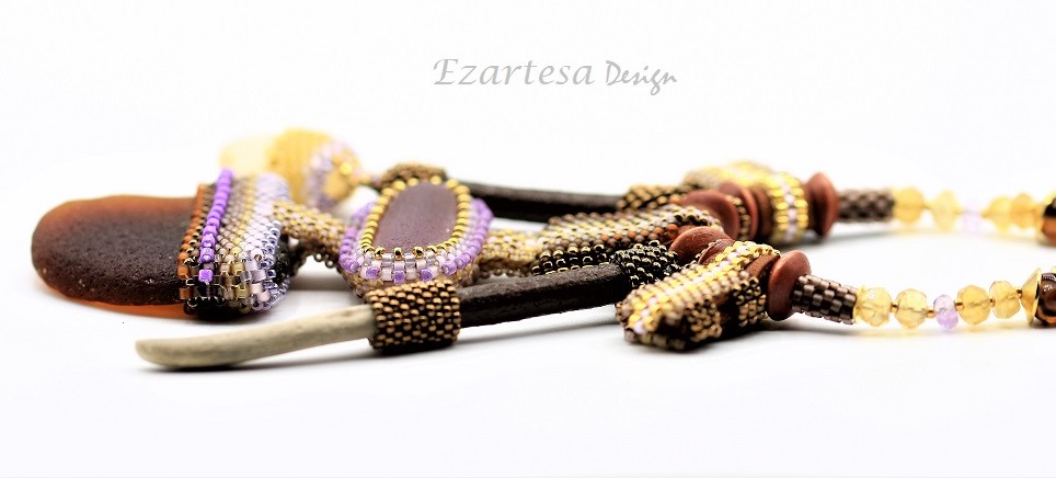 Lavender Sea Glass Necklace by Ezartesa.