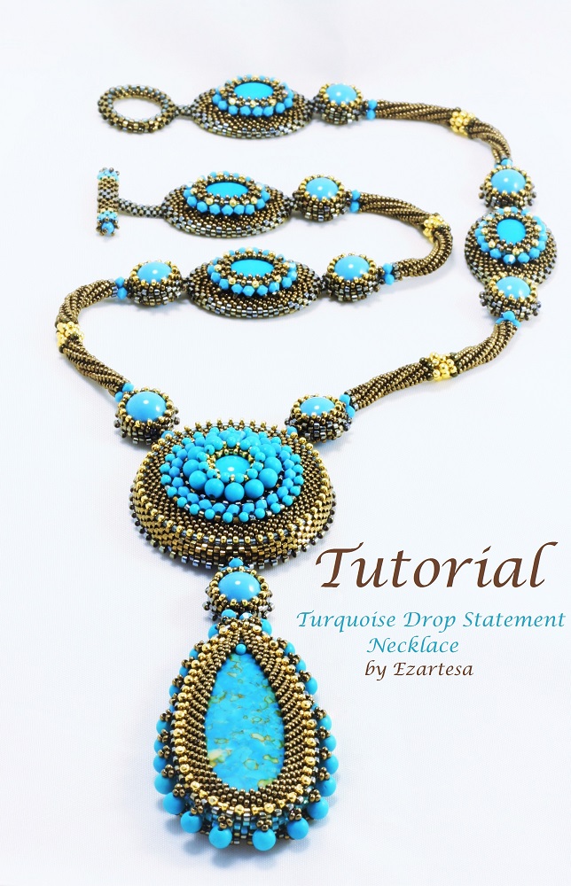Turquoise Drop Statement Necklace tutorial