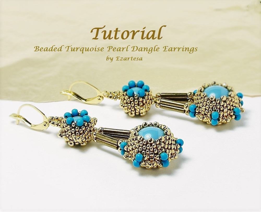 Beaded Turquoise Pearl Dangle Earrings Tutorial