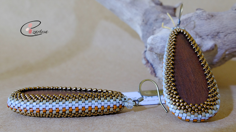 Jewelry wood seedbead beaded earrings ezartesa